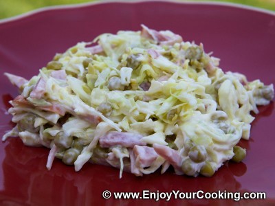 Salad Dnister (Cabbage, Peas and Sausage)