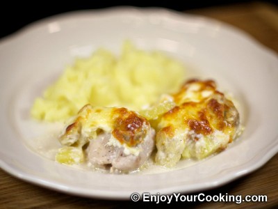 Chicken Meat Roasted with Pineapple and Bananas