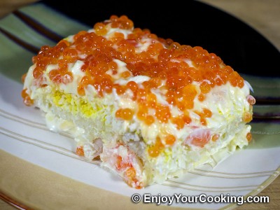 Shrimp, Egg and Potato Layered Salad