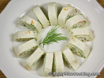 Tortilla Rolls with Crab Sticks and Cheese